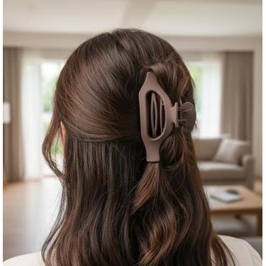Imagem de Grampos de cabelo de bico de pato de metal feminino estilo grampo de cabelo para salão de beleza grampo de corte simples durável acessório de cabelo (café profundo)