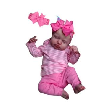 Imagem de Boneca Bebê Reborn Realista De 50CM LouLou Dormindo Feita À Mão Com Pe