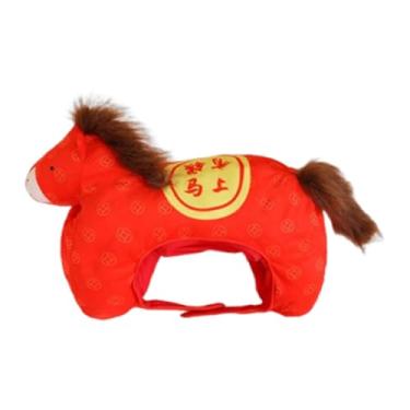 Imagem de Amagogo Chapéu de pelúcia em formato de cavalo, ideal para fazer você mesmo, perfeito para cosplay e brincadeiras de faz de conta, Vermelho