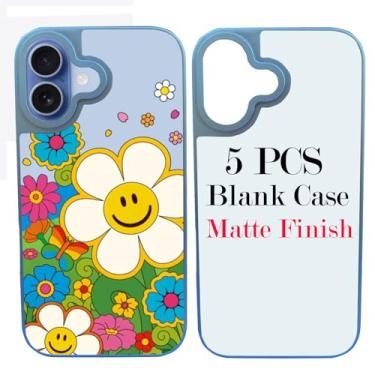 Imagem de JUSTRY 5 peças de capa de telefone em branco de sublimação capas de celular compatíveis com iPhone 17, 6,3 polegadas, fácil de sublimar, faça você mesmo, 2 em 1, capa móvel de TPU macio 2D + inserções