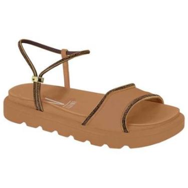 Imagem de Sandália Papete Feminina Camel Cacau Dourado Vizzano 6459.136-Feminino