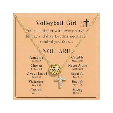 Imagem de Zurlcdye Colar de cruz, futebol, vôlei, softball, presente para esportes, mãe, filha, fãs, companheiras de equipe, acessórios esportivos, dia de jogo, joias de aniversário modernas, presentes, Zinco