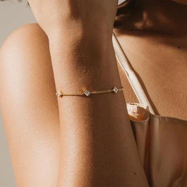 Imagem de Pulseiras de ouro/prata para mulheres, delicadas pulseiras empilháveis de prata 14k/925 da moda pulseiras de corrente de ligação satélite para mulheres, pingentes à prova d'água, joias presentes para