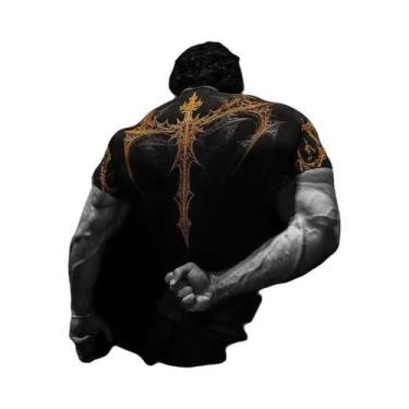 Imagem de Camiseta De Compressão Unissex Com Estampa Gótica De Metal, Estilo Pun