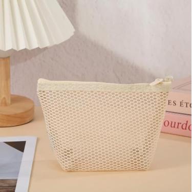 Imagem de Bolsa de armazenamento triangular de grande capacidade, pequenos sacos de malha com zíper, organizador de acessórios para chaveiro de perfume de batom