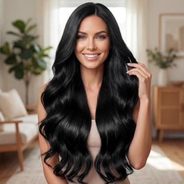 Imagem de Peruca de cabelo humano ondulado frontal frontal com realce de cabelo humano ombré peruca frontal frontal frontal preta para mulheres perucas sem cola de densidade 200