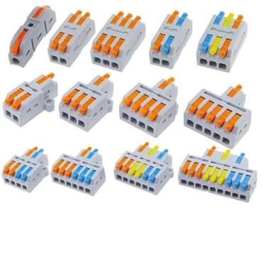 Imagem de Conector de condutor de fio rápido compacto 2/3 pinos empunhadura bloco terminal 2,5 cm múltiplas saídas com furo de fixação (D1-4,50 peças)