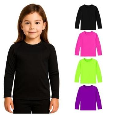 Imagem de Kit 4 Camisetas Manga Longa Infantil Menina Proteção Solar Praia-Feminino