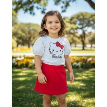 Imagem de Conjunto Essencial Blusa e Shorts Saia Hello Kitty Strass Momi-Feminino