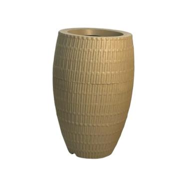 Imagem de Vaso de Planta Polietileno Moderno Luxo Decorativo Coluna Oval Indiano(Bege)