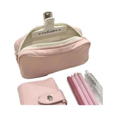 Imagem de Estojo De Canetas Com Zíper De Grande Capacidade Em Cor Sólida, Estojo