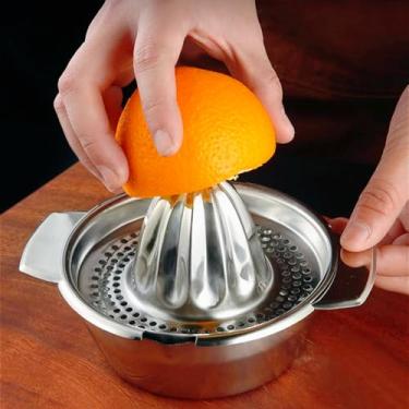 Imagem de Espremedor de aço inoxidável, espremedor manual doméstico, espremedor de limão e laranja, espremedor tipo prensa, ferramenta caseira para suco de frutas