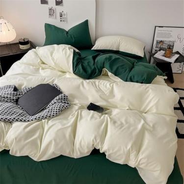 Imagem de Conjunto de cama bicolor para todas as estações, capa de edredom confortável em algodão macio e agradável à pele, 3, 1,2 m, conjunto de 3 peças