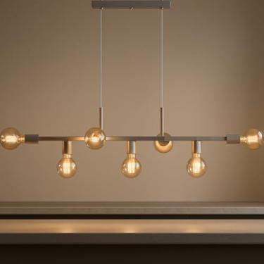 Imagem de Luminária de Teto Pendente Ciciliano 7 Lâmpadas para sala salão cozinha e comercio (Estilo Jabuticaba) (Bege)