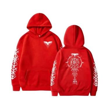 Imagem de Moletom Masculino Com Estampa De Corvo Viking, Casual, Esportivo, De A