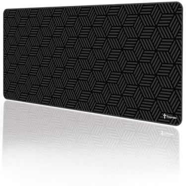 Imagem de Mouse Pad Gamer Grande Profissional 90x40 SPEED Não Desliza Borda Costurada Hezagonos Preto Branco Titorion