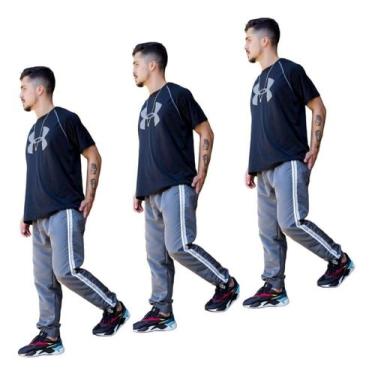 Imagem de Kit 3 Calças Tactel Jogger Masc Punho Barra Promocional 417 - J94 Conf