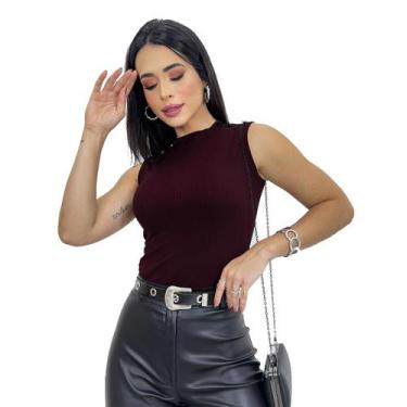 Imagem de Blusa Blusinha Feminina Regata Gola Golinha Malha Canelada - SWISS BOU