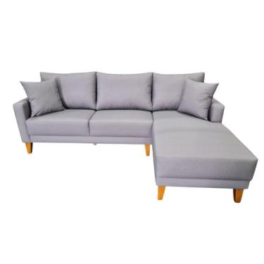 Imagem de Sofá  Chaise Rússia Lado Direito Tecido Acquablock Pé Trapézio Claro  