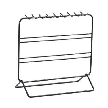 Imagem de HHHJQFAAT Suporte de joias de ferro de metal brincos colar anel pulseira expositor de joias suporte de armazenamento organizador (cor: dourado) (Preto)