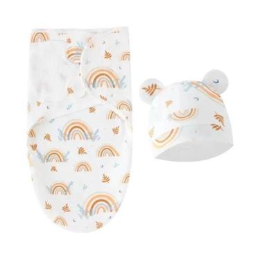 Imagem de Conjunto De Cobertor E Chapéu De Algodão Para Bebê Recém-Nascido Com E