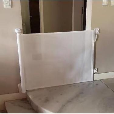 Imagem de Portão Tela Segurança Retrátil Pet Grade de Proteção para Cachorros 1,50m(Branco,1,80m)