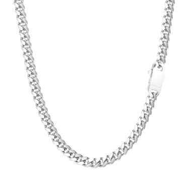 Imagem de Colar Miami Cubano para homens e mulheres banhado a ouro prata preto aço inoxidável corrente 5 mm/7 mm/8 mm/9 mm/12 mm/14 mm largura 18 a 76.2 cm fecho seguro hip hop joias presentes para homens