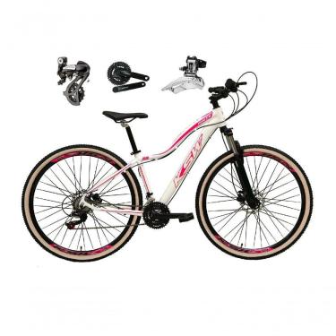 Imagem de Bicicleta Aro 29 Ksw Mwza Shimano Altus 24v Frio Hidráulico Garfo Trava Pneu Bege - Branco/rosa Tam.17