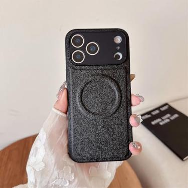 Imagem de Capa de celular de luxo, simples e em cor sólida, para iPhone Air 16, 15, 14 Plus, 13, 12, 11 Pro Max, com fecho magnético (para iPhone 12 Pro/Preto)