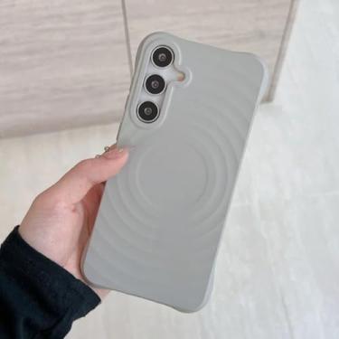 Imagem de Capa de silicone líquido de luxo para carregamento sem fio para Samsung S25 S24 S23 Ultra Plus, capa macia à prova de choque (para Galaxy S24+/Cinza)