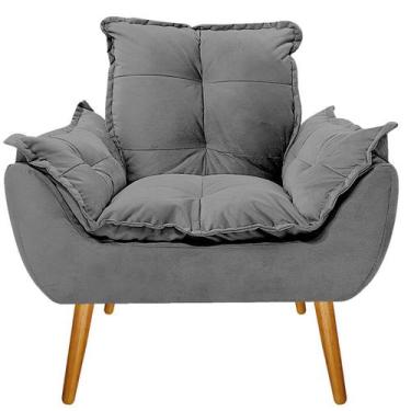 Imagem de Poltrona Opala Palito Mel Sintético - Amarena Móveis, Cinza