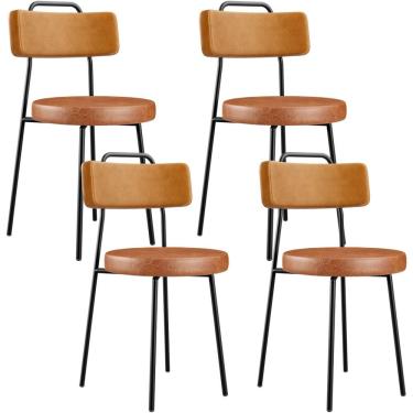 Imagem de Kit 04 Cadeiras Decorativas Estofada Para Sala Jantar Barcelona L02 Couríssimo Whisky Camel - Lyam