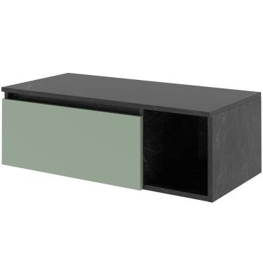 Imagem de Gabinete De Banheiro 80 Cm Com 1 Porta E Nicho Marina Mármore Lunar/verde Mar