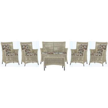 Imagem de Jogo Sofá 4 Poltronas E Mesa Igapó Preta E6 Trama Original Rami