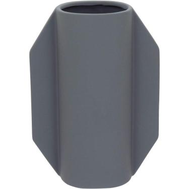 Imagem de Vaso Decorativo Enfeite Casa Cerâmica 23x17x17cm Cinza