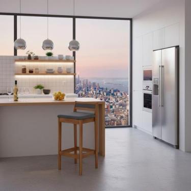 Imagem de Banqueta Baixa 70cm para Bancada Assento Estofado em Linho Cecilia cor