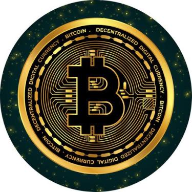 Imagem de Painel de Lona Redondo Bitcoin Criptomoeda Glitter - Fabrika de Festa,