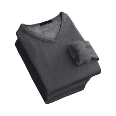 Imagem de Camiseta Térmica Masculina De Inverno Com Manga Longa Em Veludo, Gola 