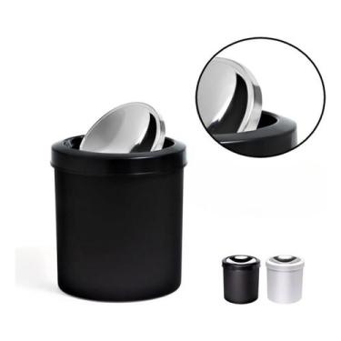 Imagem de Lixeira Banheiro Tampa Basculante Inox Cesto 5L Escritório - Viel, Pre