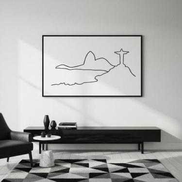Imagem de Quadro Paisagem Minimal Rio De Janeiro 50X70Cm Mold Branca - Quadros O