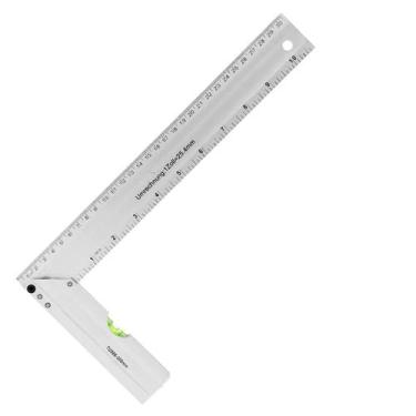 Imagem de Esquadro De Precisão Alumínio 12 Polegadas 30cm Com Nível Bolha Uso Pr