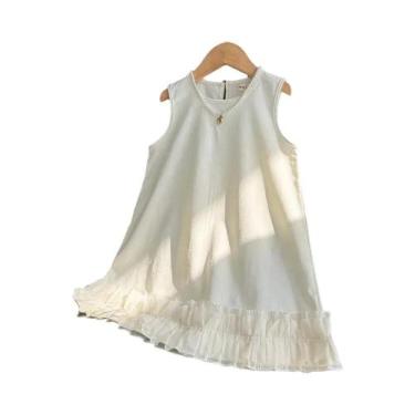 Imagem de Vestido De Renda Sem Mangas Bege Para Meninas De 3 a 7 Anos, Estilo Co