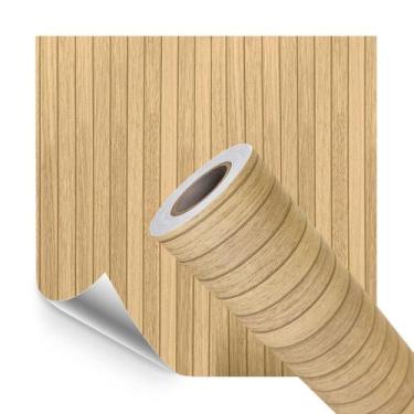 Imagem de Papel de Parede Adesivo Vinilico Decor Premium Ripadinho Nogueira Clar