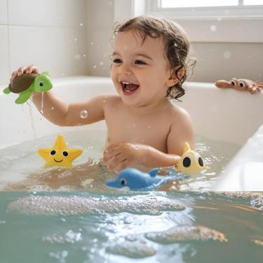 Imagem de Kit Brinquedo 5 Bichinhos De Banho Mordedor Vinil Bebe Educativo Hora 