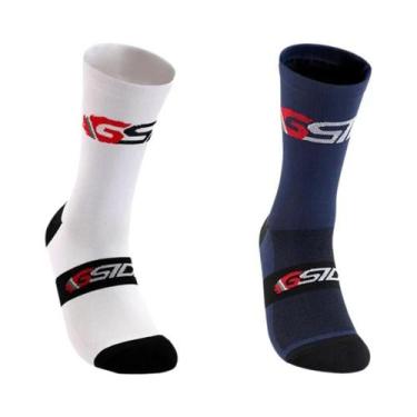 Imagem de Meias De Ciclismo Brancas E Pretas Até O Joelho, Compressão Para Bicic