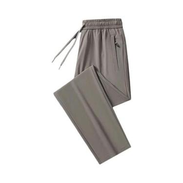 Imagem de Calças Masculinas De Seda Gelada Para Negócios E Casual, Pretas E Cinz