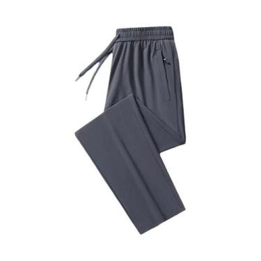 Imagem de Calças Masculinas De Seda Gelada Para Negócios E Casual, Pretas E Cinz