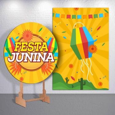 Imagem de Kit Festa Junina Painel Redondo + Retangular Sublimado - Thuco Decor