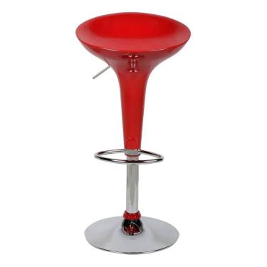Imagem de Banqueta Bar Collor Vermelha Brilhante Base Aco Vermelha