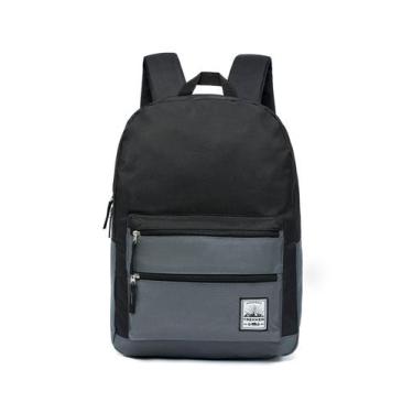 Imagem de Mochila Trekker Impermeável Casual Bolsa Escolar Viagem, Preto, Cinza